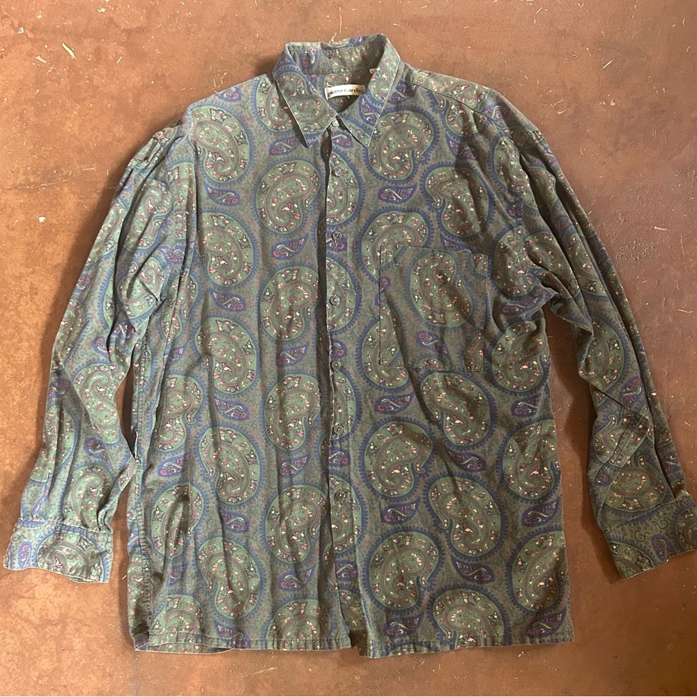 Vintage Green Paisley Button Down Shirt